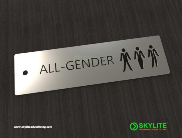 all gender bathroom key tag engraved metal 1
