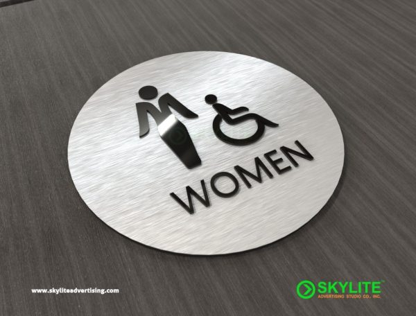 aluminum acp mens or womens restroom sign