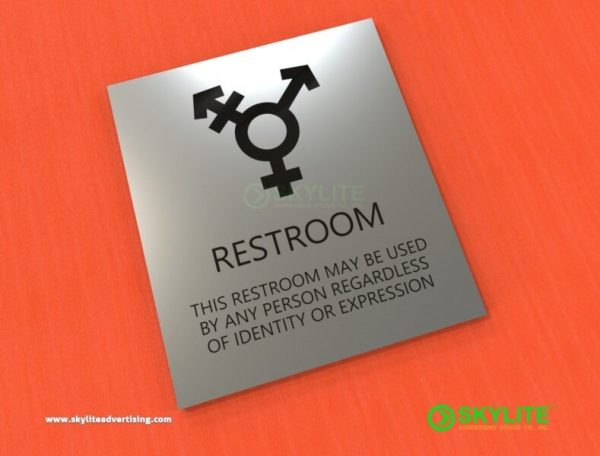 aluminum all gender restroom sign square with print 1