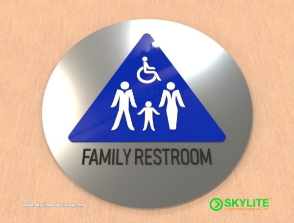 aluminum family restroom sign with acrylic 1