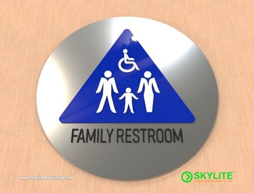 aluminum family restroom sign with acrylic