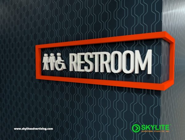bathroom sign laser cut acrylic with metal frame