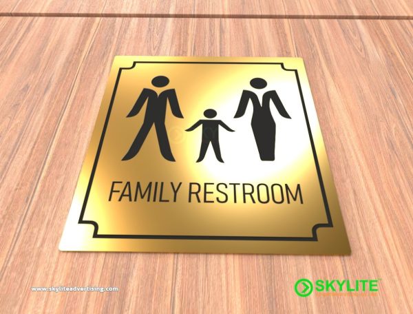 engraved brass metal family restroom sign