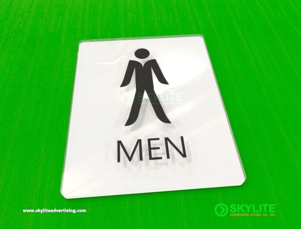 frosted acrylic mens restroom sign square