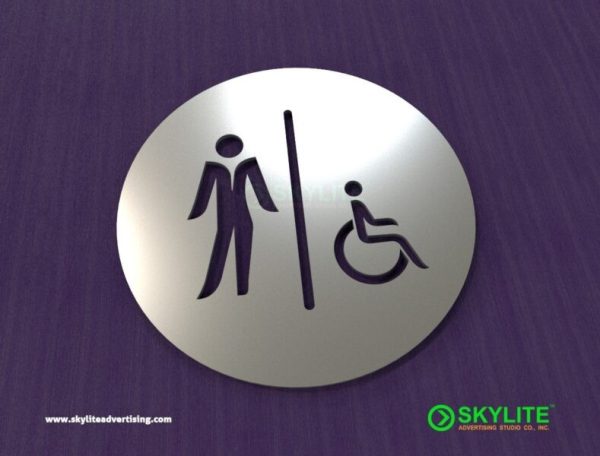 laser cut in all gender restroom sign 1