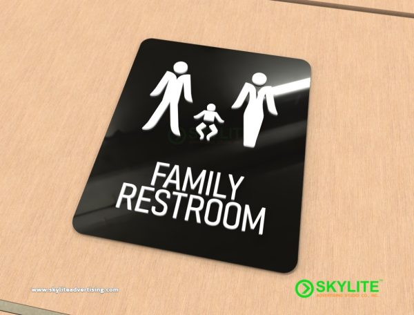 simple acrylic family restroom sign