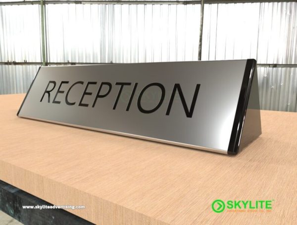 stainless reception sign with engraved letters 1